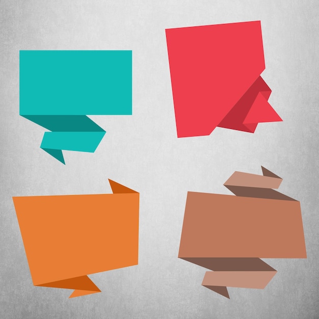 PSD origami shapes speech bubble in 4 colors