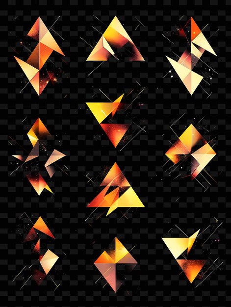 PSD origami trellises pixel art with folded paper patterns using creative texture y2k neon item designs