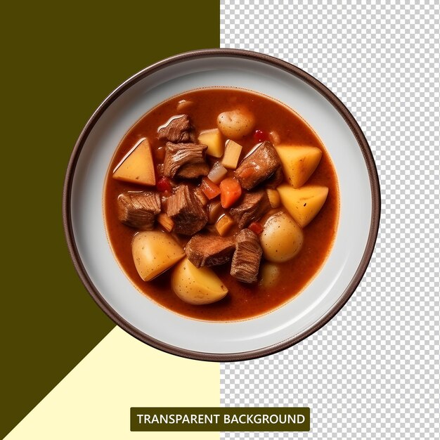 Original goulash served on a plate with a clean background or png file