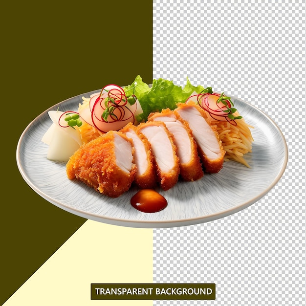 PSD original japanese food tonkatsu served with rice on a beautiful plate