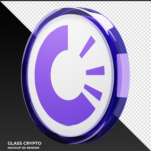 PSD origintrail trac glass crypto coin 3d illustration