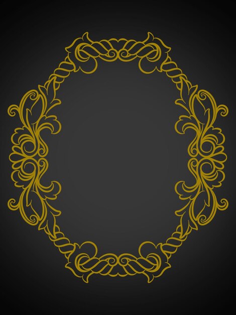 PSD ornament border simple vintage gold black white