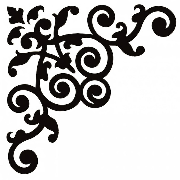 Ornamentele zwarte bloemenhoekontwerp