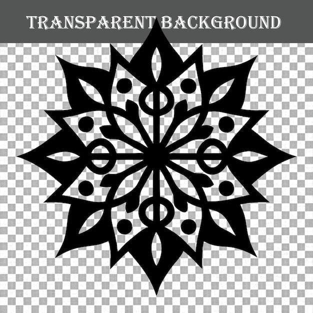 Ornate Black and White Mandala on Transparent Background