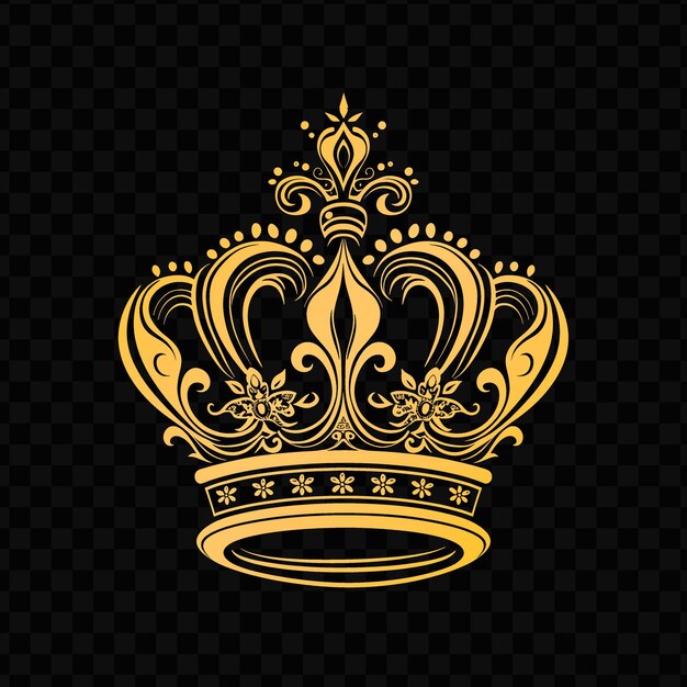 Logo della corona ornata con gioielli decorativi e una fleur de lis psd vettore creativo simple design art