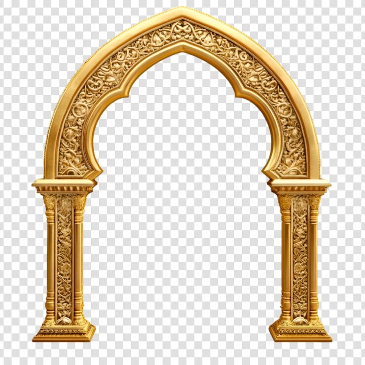 PSD ornate golden archway islamic architecture design entrance