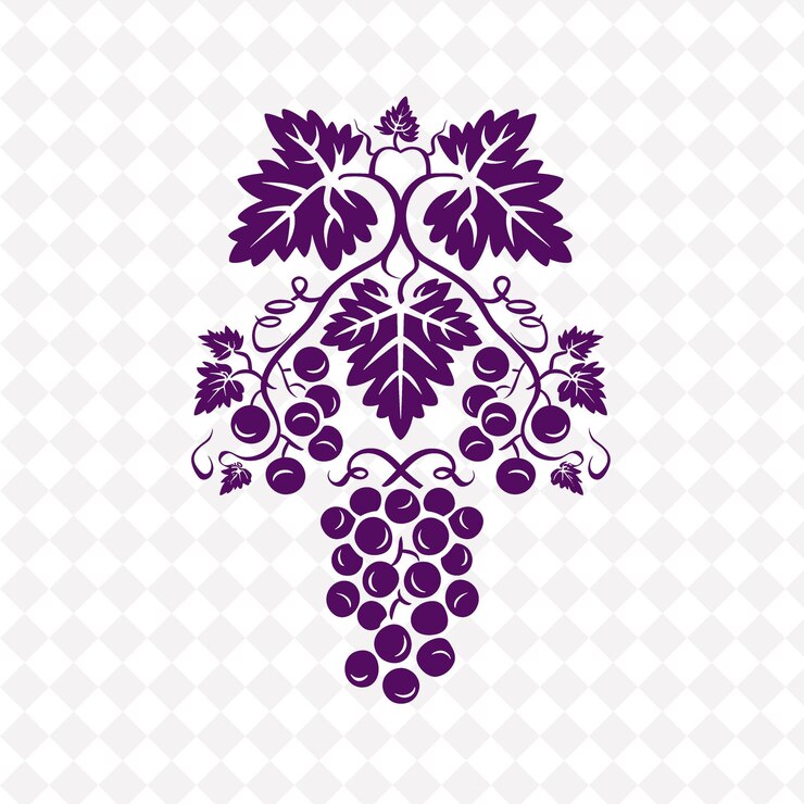 PSD ornate grapevine logo with decorative clusters of grapes and creative plant vector designs