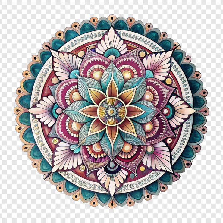 PSD ornate mandala with yin yang a colorful design for spiritual or decorative use