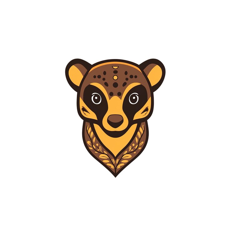 PSD ornate meerkat head illustration bohemian style animal portrait