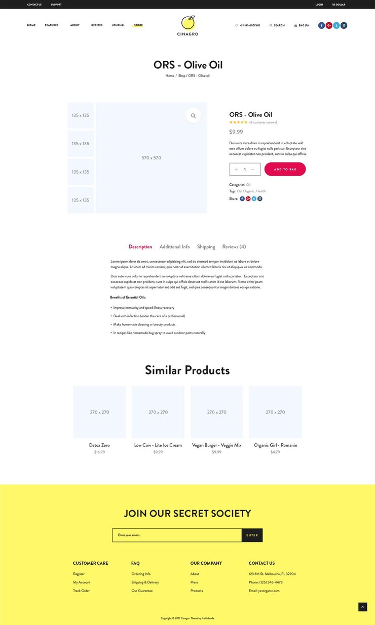 PSD ors - olive oil product page design