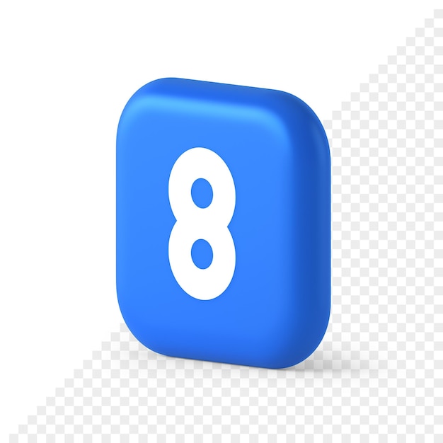 Osiem Cyfr Niebieski Przycisk Matematyczny Kalkulator Liczący Aplikacja Internetowa 3d Realistyczna Ikona Izometryczna