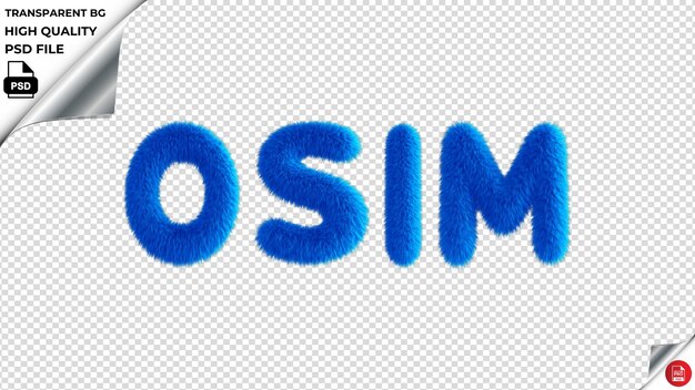 PSD osim tipografia blu fluffy testo psd trasparente