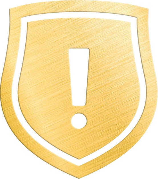 PSD osłona ochronna ze złotym wykrzyknikiem dla ilustracji koncepcji bezpieczeństwa ostrzegawczego ostrzeżenia