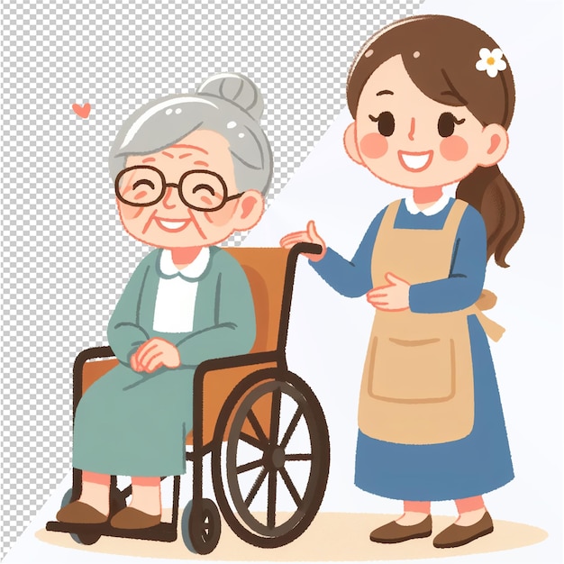 PSD osoba starsza na wózku inwalidzkim i opiekun