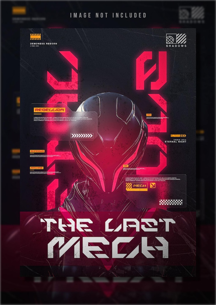 Ostatni Mech Cyberpunk Warrior w Neon Light