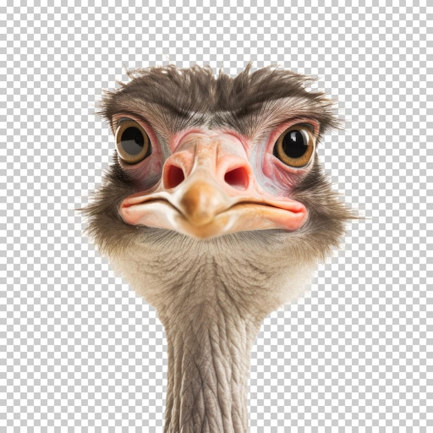 Ostrich Face Shot Isolated on Transparent Background