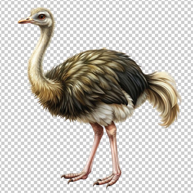 PSD Иллюстрация страуса на прозрачном фоне
