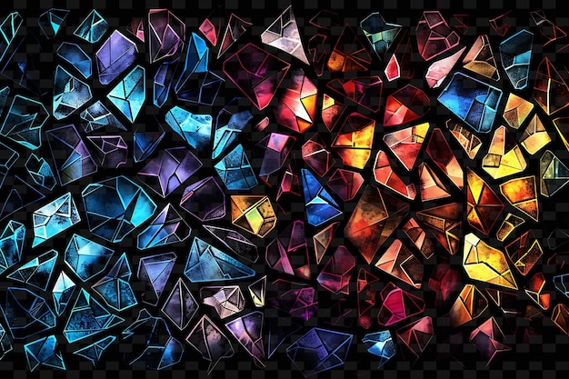 PSD oświetlone szklane fragmenty warstwowe szklane kolory y2k tekstura kształt artykuł dekoracyjny tła