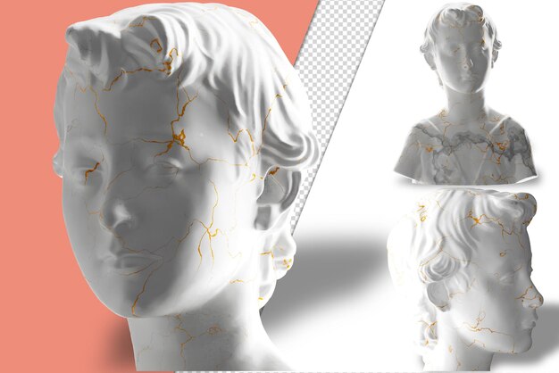 PSD oszałamiająca trójwymiarowa rzeźba młodego jana chrzciciela z białego marmuru z błyszczącymi złotymi akcentami