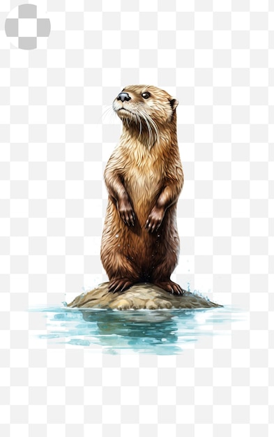 PSD otter on transparent background watercolor style