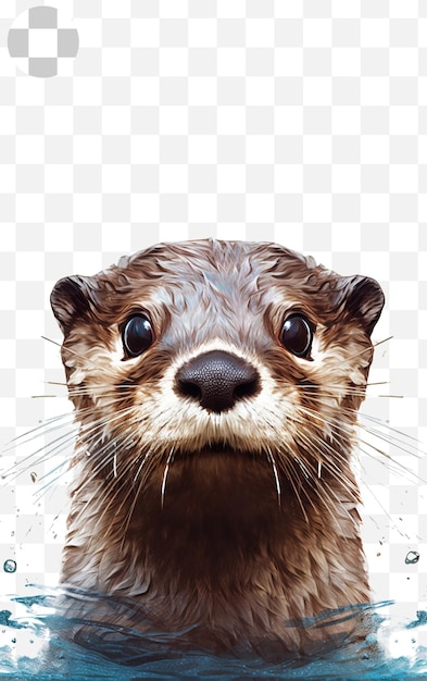 PSD otter on transparent background watercolor style