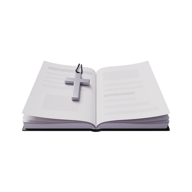 Otwarta Biblia 3d ikona chrześcijański i religia