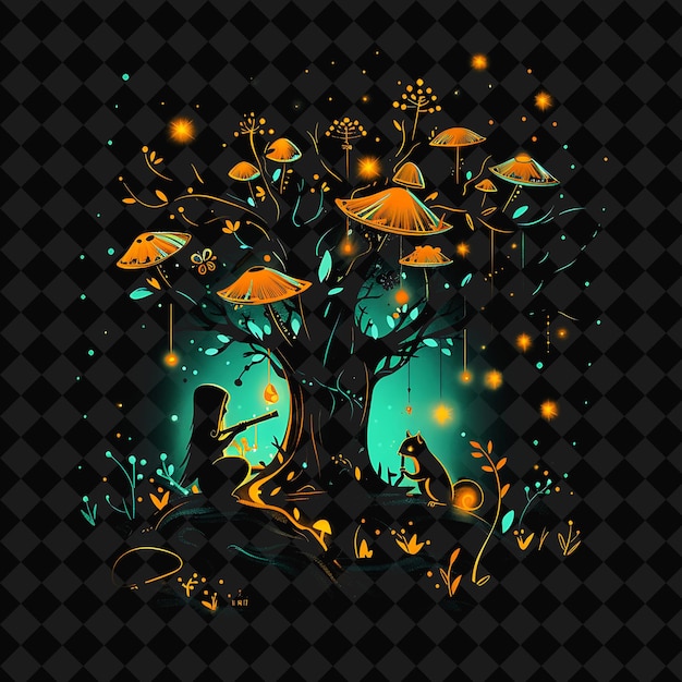 Otwarte Fantasy Nights Zaklęte krajobrazy z Neon Forest Y2K Art and Illustration Animal Designs