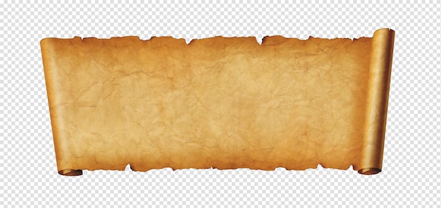 Oud papier horizontale banner perkamentrol geïsoleerd op wit