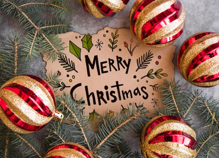 PSD oud papier mockup met kerst concept