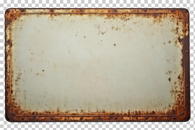 Oud roestig metalen bord geïsoleerd op transparante achtergrond png psd