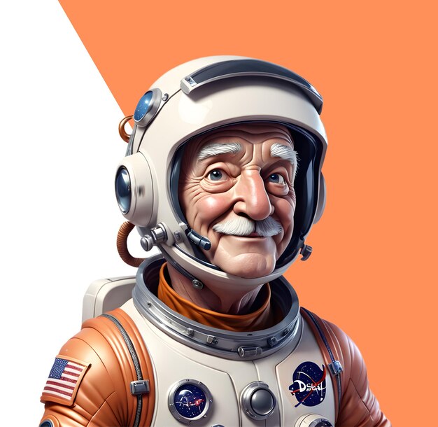 PSD oude astronaut met grijs haar