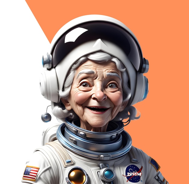 Oude astronaut met grijs haar