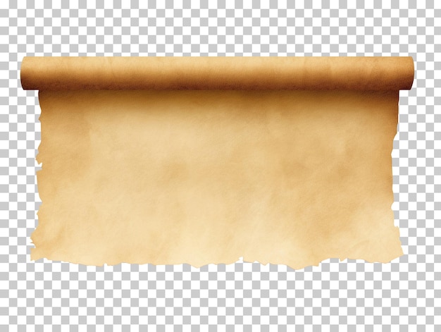 PSD oude middeleeuwse vel papier perkament scroll geïsoleerd op transparante achtergrond png