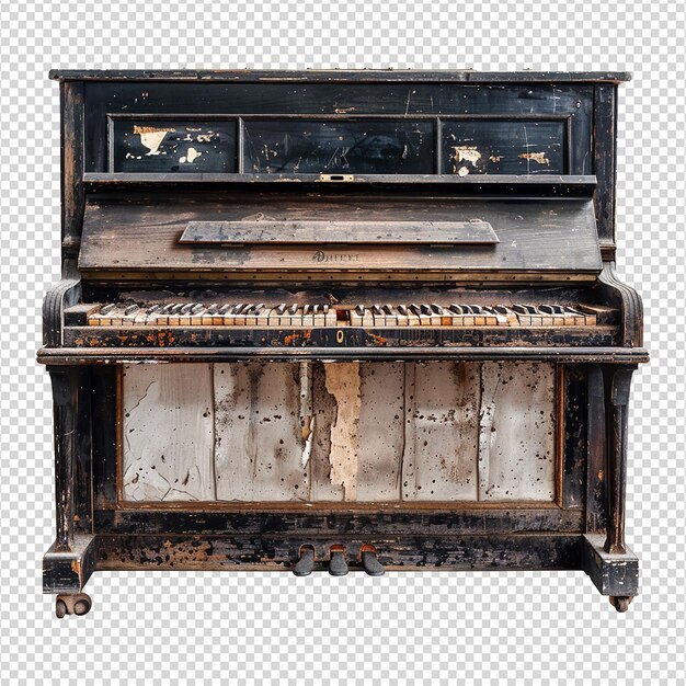Oude piano geïsoleerd op doorzichtige achtergrond