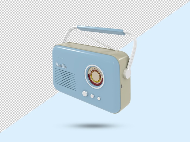 PSD oude radio 3d-pictogram vintage radio 3d-symbool retro radio-illustratie