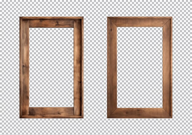 PSD oude rechthoekige houten frames geïsoleerd op een transparante achtergrond.