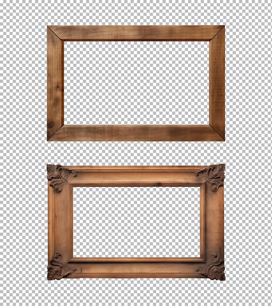 Oude rechthoekige houten frames geïsoleerd op een transparante achtergrond.