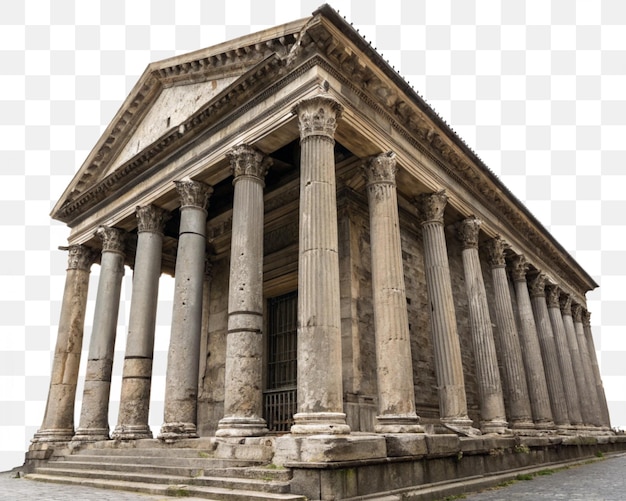Oude Romeinse tempel op een doorzichtige achtergrond