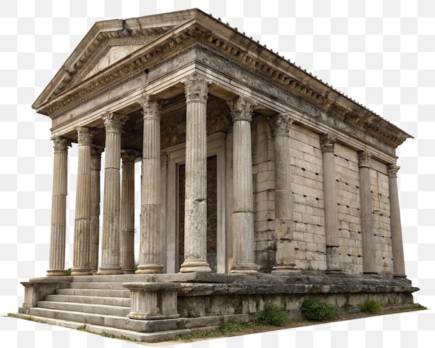 Oude Romeinse tempel op een doorzichtige achtergrond