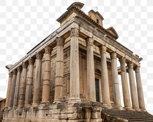 Oude Romeinse tempel op een doorzichtige achtergrond