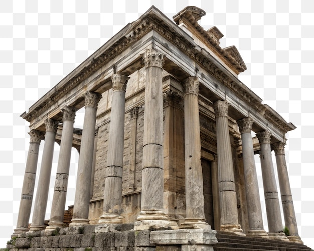 Oude Romeinse tempel op een doorzichtige achtergrond