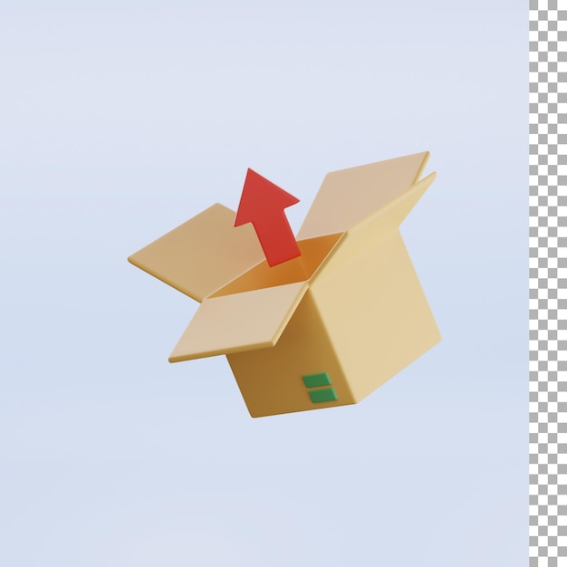 Out arrow and box 3d rendering