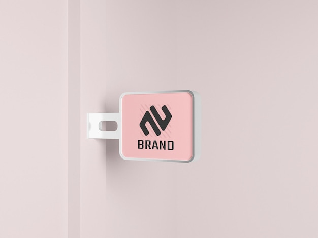 Outdoor advertisement wall sign logo mockup