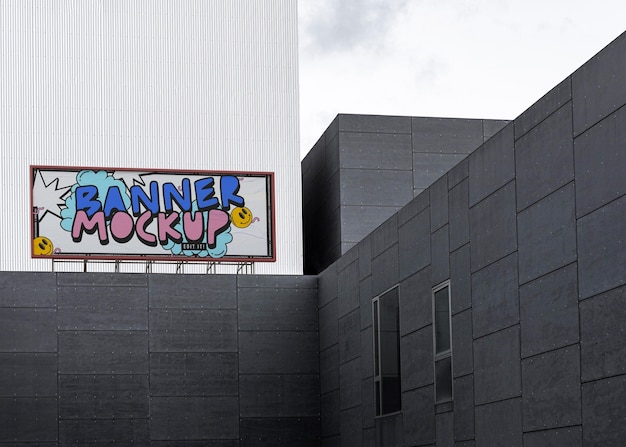 Outdoor advertising mockup on building