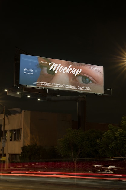 PSD outdoor advertising mockup design at night