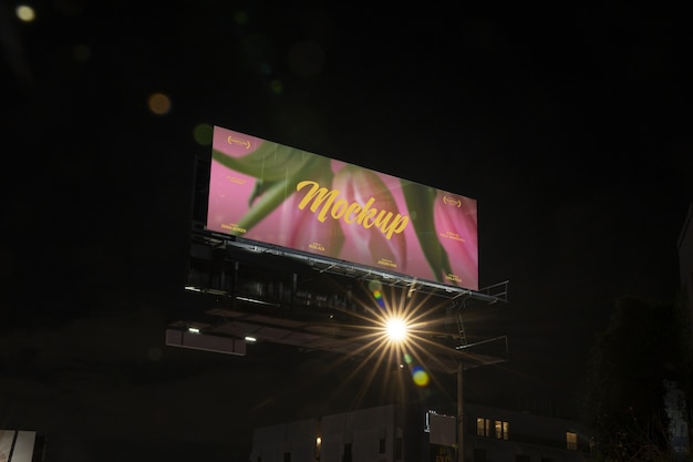 PSD outdoor advertising  mockup at night