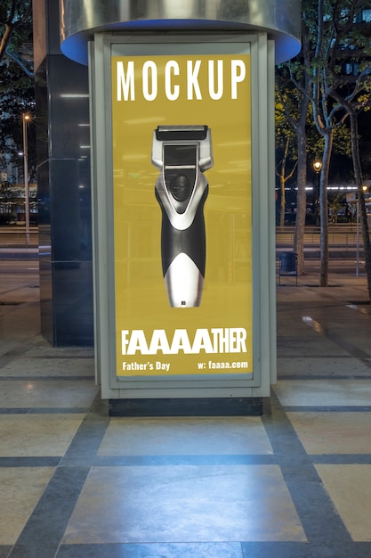 PSD outdoor advertising mockup at night