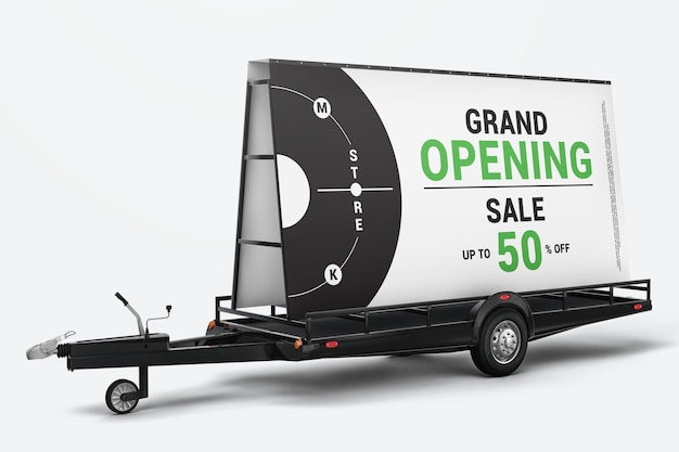 Outdoor advertising signs on trailer mockup