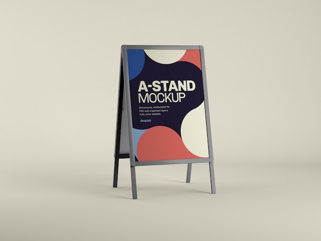 PSD outdoor advertising a-stand mockup with  color psd