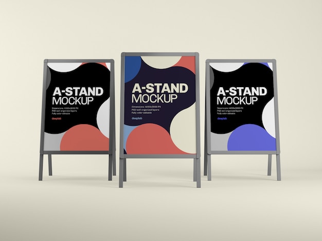 PSD outdoor advertising a-stand mockup with  color psd